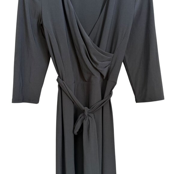 Lauren Ralph Lauren Faux Wrap Midi Dress Black Size 6 Modest Funeral Office - Picture 3 of 6